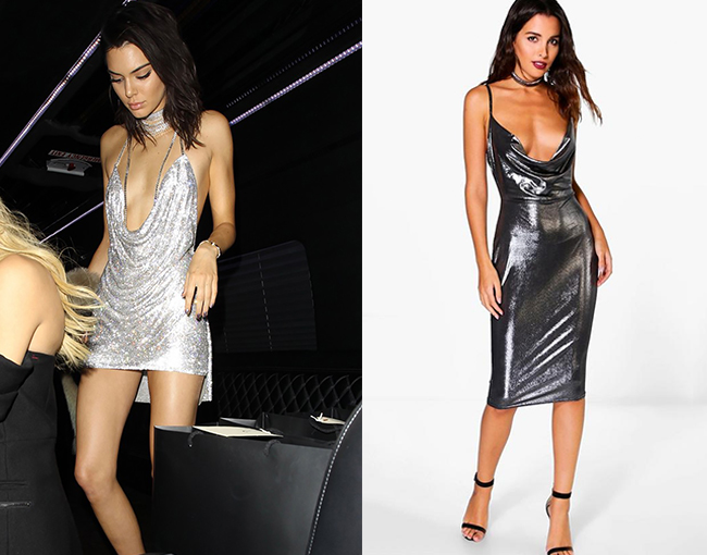 Kendall Jenner Slinky Silver Dress